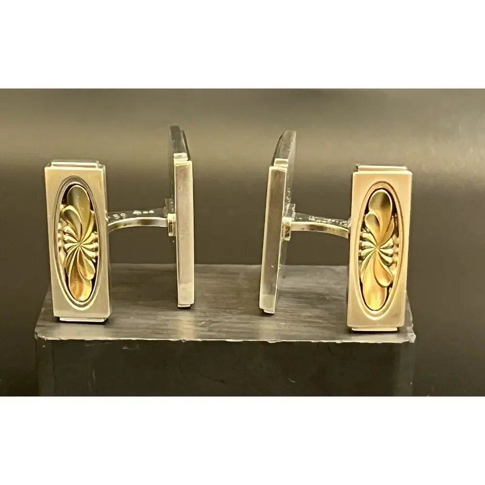 Georg Jensen Danish Denmark Sterling Silver and Gold Overlay Cufflinks No 59A